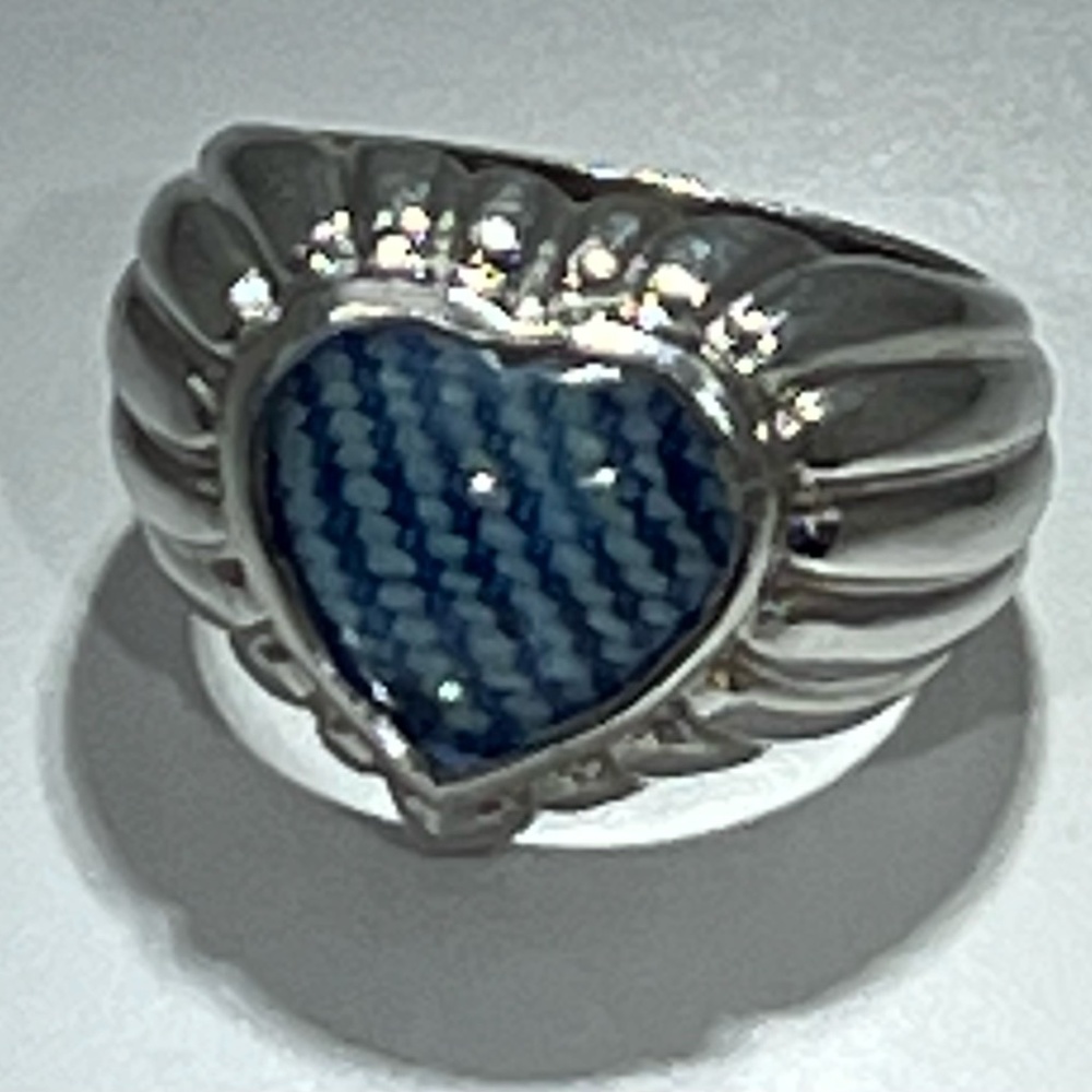 Silver Denim Heart Ring